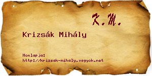 Krizsák Mihály névjegykártya